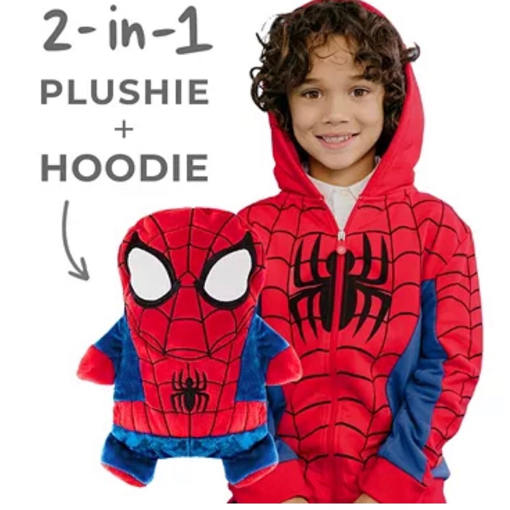SpiderMan Cubcoat Sz 4T-5T 2-in-1 Plushie & Hoodie